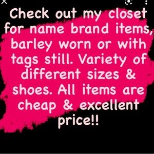 Will be posting mostly women’s name brand clothing sizes Small-X-Large!